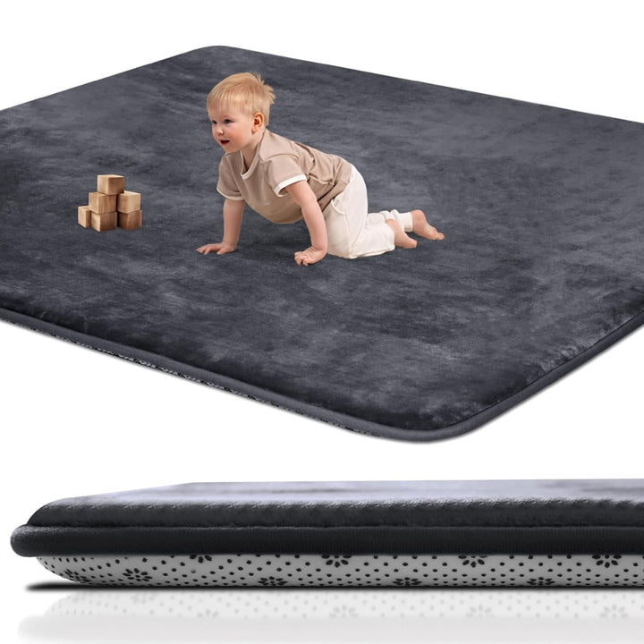 Thick Baby Play Mat for Floor,50 X 50 Playpen Mat,Tummy Time Foam Mat,Ultra Soft Support & Plush Feel,Easy Care with Non-Slip Cushioned for Infant,Kids and Toddler Crawling,Grey