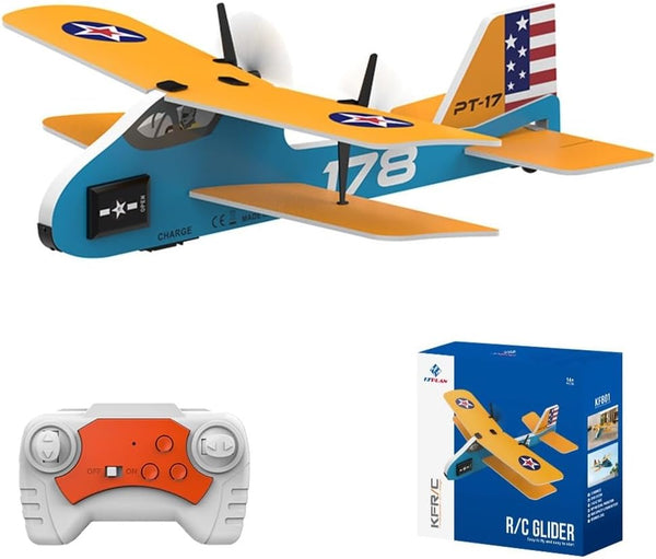 Mini RC Plane for Beginners, Kids and Adults, 2.4Ghz 2CH Remote Control Airplane with Led Lights, Double Wing Design Foam RC Airplanes with 6-Axis Gyro Stabilize, Flying for Indoor and Outdoor