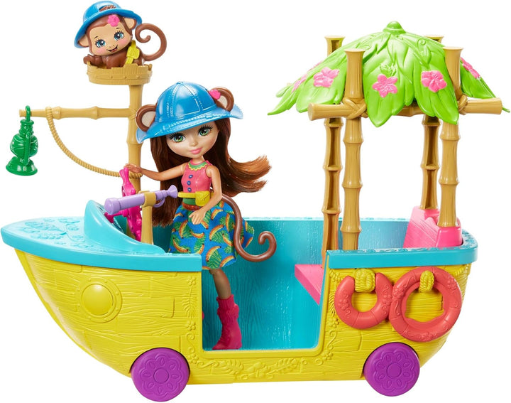 Junglewood Boat & Merit Monkey Doll, Multi Color