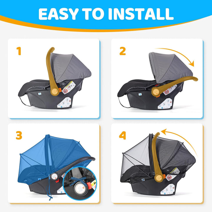 Mosquito Net for Baby Car Seats, Universal & Breathable Infant Car Seat Insect Mesh Net, Encrypted Bug Net for Car Seat Protection, Suitable Summer Night Walking, Baby Camping & Travel, Black