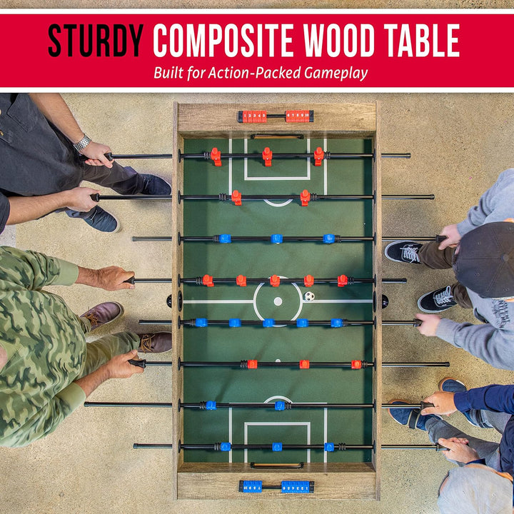 54 Inch Full Size Foosball Table - Black, Oak, or White - Includes 4 Balls and 2 Cup Holders