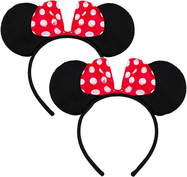Mouse Ears, Sequin Mouse Ears Headband for Girls Women Halloween Birthday Party (Orange Bow)
