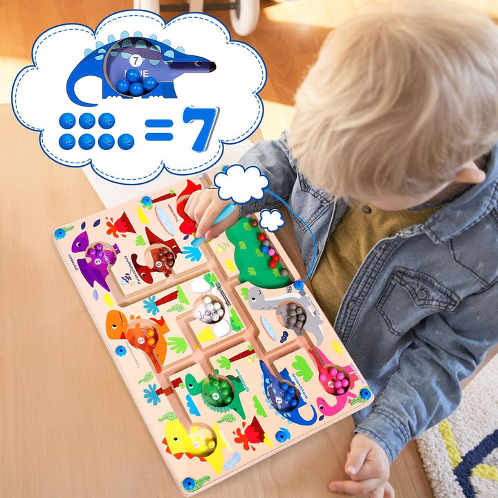 Magnetic Color and Number Maze, Montessori Toys for 3+ Year Old, Wooden Puzzle Activity Board, Toddler Counting Maze Toys for Boys Girls Preschooler 3 4 5 Years Old Gift
