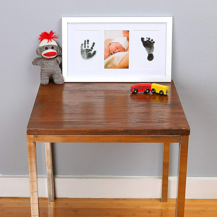 Baby Handprint and Footprint Kit | Elegant White Frame with Inkless, Non-Toxic Pad | Newborn Keepsake for Baby or Dog Paw Prints