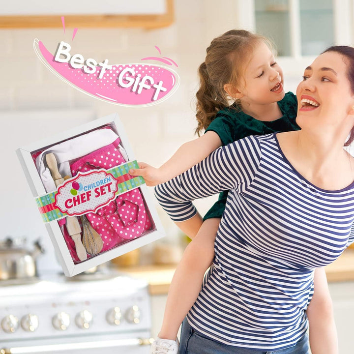 Gifts for 2-8 Year Old Girls Boys,Chef Costume Set Kids Apron for Girls Toddler Birthday Xmas Gifts for Kids Stocking Stuffer