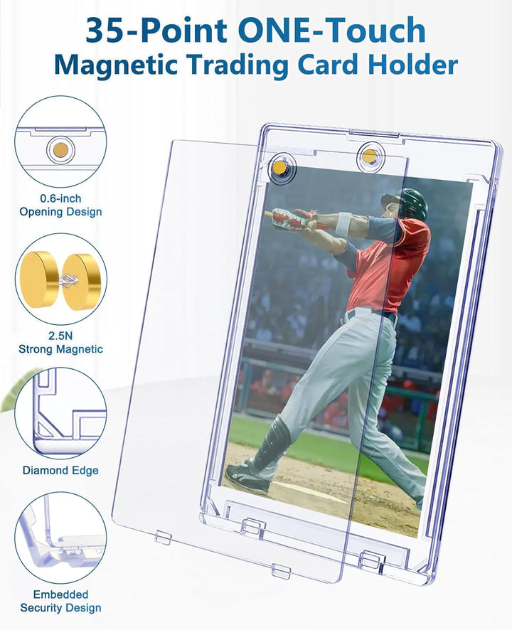 25 PCS Magnetic Card Holders: 35 Pt Magnetic Card Case for Trading Cards,One Touch Card Holder, U-V Protection Hard Plastic Card Protectors for Sports, Baseball, Game, Standard Cards Display