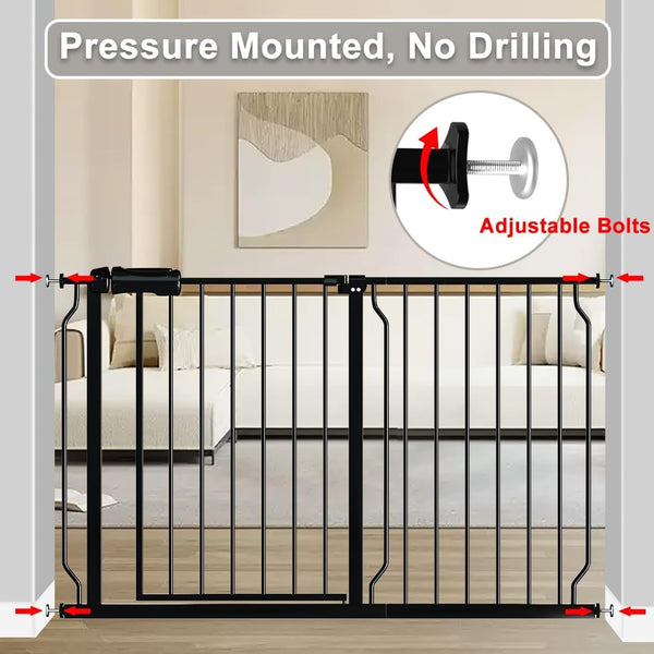 Retractable Baby Gates for Stairs, Dog Gate Indoor Extends to 54" Wide 34" Tall, Child Gates for Doorways, Stair Gate Use for Outdoor, Indoor, Hallways, Doorways, Deck, Porch