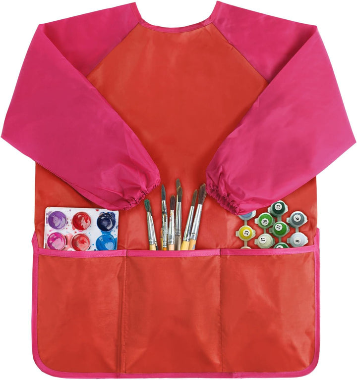 Kids Art Smock, Toddlers Painting Apron Waterproof Children Artist Smock with Long Sleeve and 3 Pockets