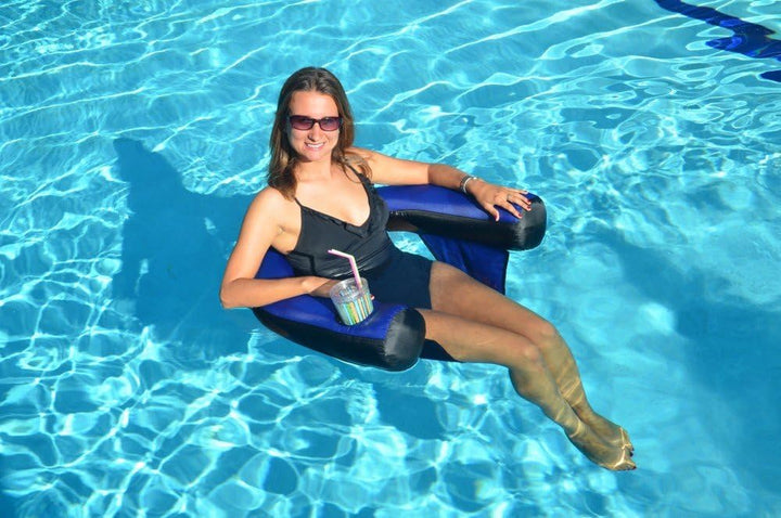 ORIGINAL Fabric Covered U-Seat Inflatable Pool Lounger | with Comfortable Sling Seat, Back Rest, and Built in Cup Holder | for Pool, Beach, Lake, and More