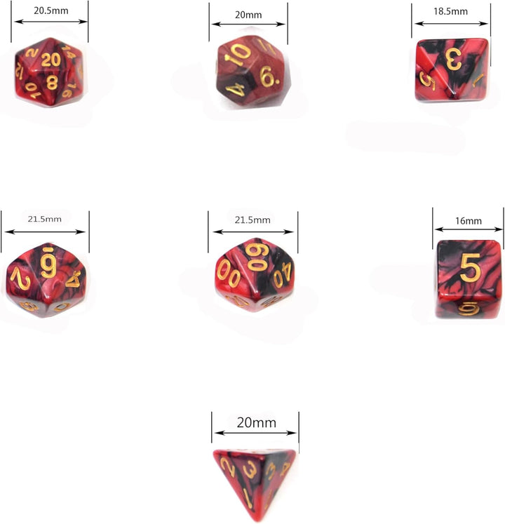 5 X 7-Die Double-Colors Polyhedral Dice Sets with Pouches for D&D DND RPG MTG Dungeon and Dragons Table Board Roll Playing Games D4 D6 D8 D10 D% D12 D20