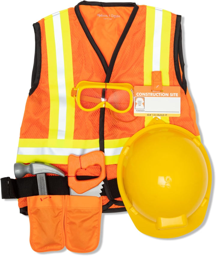 Construction Worker Role Play Costume Dress-Up Set (6 Pcs) Frustration-Free Packaging - Pretend Construction Worker Outfit, Construction Worker Costume Set for Kids, Toddlers Ages 3+