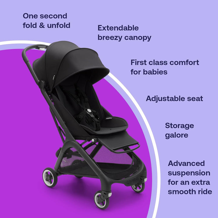 Butterfly Bumper Bar, Safe Baby Buggy Armrest for Butterfly Pushchair, Adjustable, Easy to Clean, Minimalistic and Sustainable Design, Grip Handle Bar for Growing Child, Black