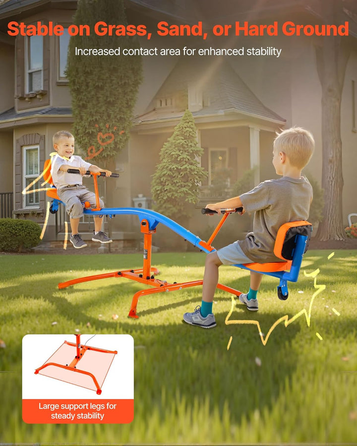 Seesaw Teeter Totter for Kids Outdoor, 300 Lbs Load Capacity, Sit and Spin Teeter Totter with Easy-Grip Handles, Playground Equipment with Swiveling 360 Degrees Rotating for Children Aged 3+