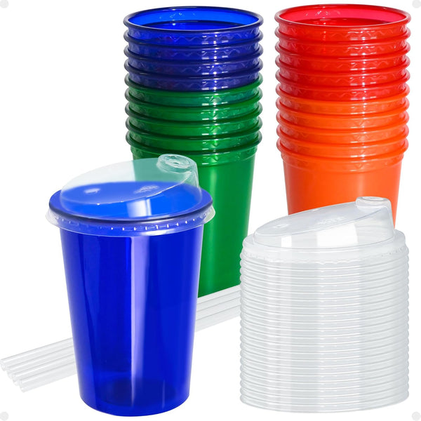 12 Oz Kids Sippy Cups, 4 Colours Assorted Total 20 Count Spill Proof Reusable Cups, Bpa-Free, Perfect for Party