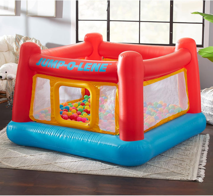 Inflatable Jump-O-Lene Trampoline Bounce House with Crawl-Thru Door & Net - Indoor & Outdoor Backyard Blow-Up Bouncy Playhouse for Kids Ages 3-6