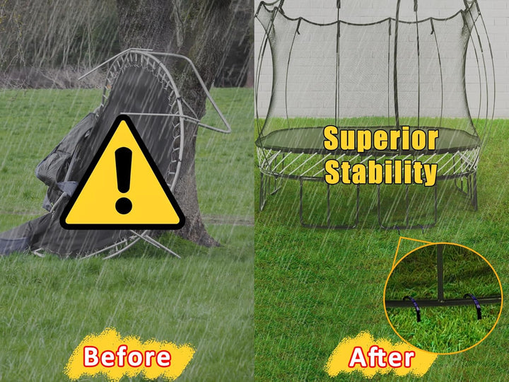 Trampoline Stakes Anchors High Wind 12'' Ground Anchor Heavy Duty Tent Stakes Swing Set Anchors Trampoline Accessories with T Hook - Black 8Pcs