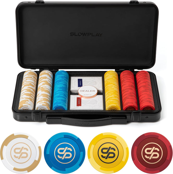 Godel 14G Clay Poker Chips Set for Texas Hold’Em, 500 PCS [Blank Chips] Features a High-End Chip Case with Extra Durable German Polycarbonate Shell, Ideal Gifts for Poker Players