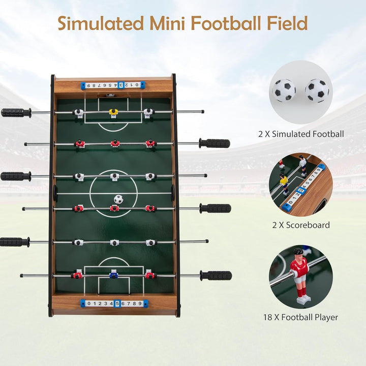Tabletop Foosball Game, 27” Mini Foosball Table with 2 Balls & Score Keeper, Easy Assembly Compact Indoor Table Soccer Game for Kids Adults Family
