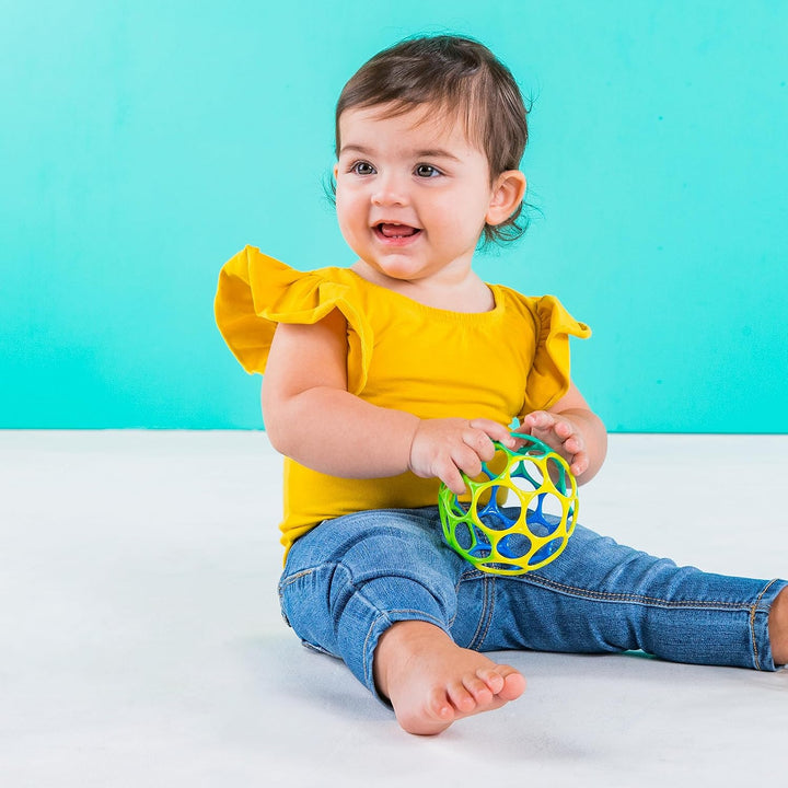 Oball Easy Grasp Classic Ball Infant Toy in Blue/Green, Age Newborn and Up, 4 Inches