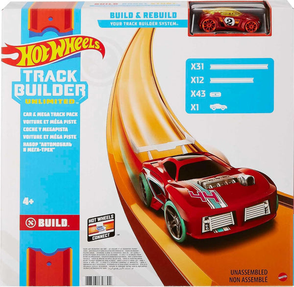 Toy Car Mega Track Set Pack, 87 Component Building Parts for 40-Ft of Track & 1:64 Scale Vehicle (Amazon Exclusive)