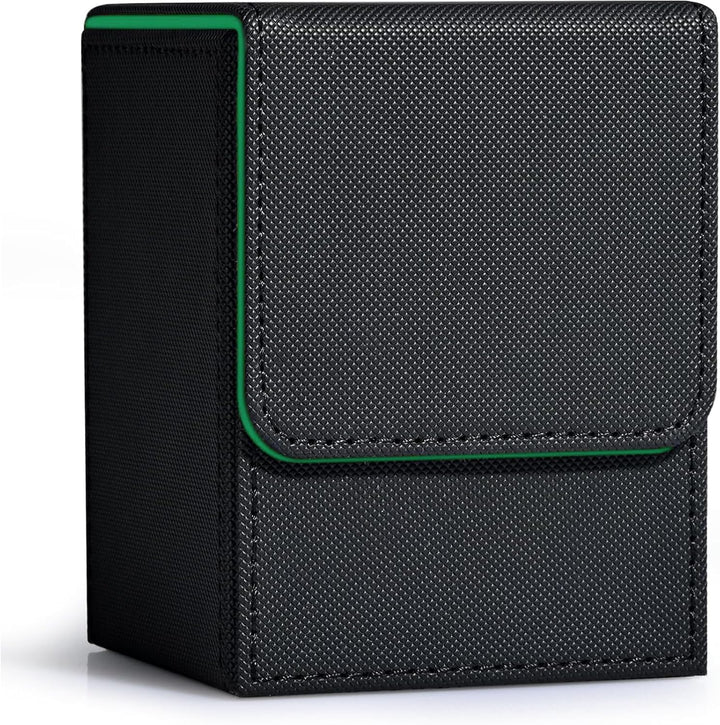 Card Deck Box for Trading Cards, MTG Commander Deck Box Holds 120+ Single Sleeved Cards, Leather Magnetic Card Storage Box Fits for TCG CCG Magic Cards (Black)