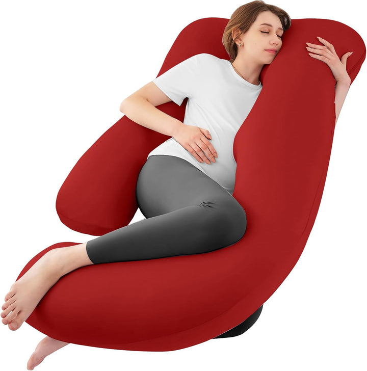 Pregnancy Pillows for Sleeping, U Shaped Cooling Full Body Pillow with Removable Cover, Pregnant Women Must Haves, Maternity Essential, Light Grey