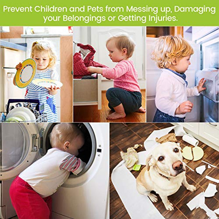 10 Pieces Cabinet Locks for Babies, U-Shaped Proofing Drawers Safety Child Locks Adjustable, Easy to Use Childproof Latch for Knob Handle on Kitchen Door Storage Cupboard Closet (White)