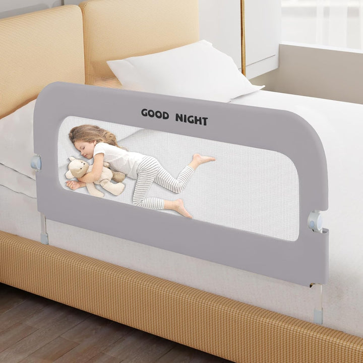 Bed Guard Rail for Toddlers - 32" Adjustable Heights & Folding up Portable Bed Railing for Baby - Toddler Bed Rails Guard for Crib, Twin, Bunk,Full Size, Queen & King Bed