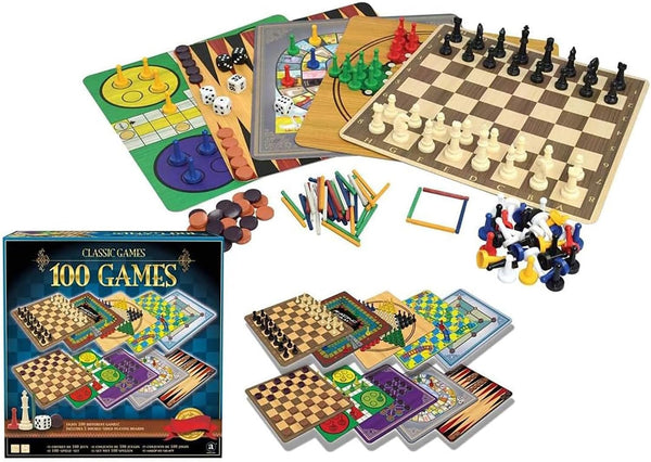 : Classic Games, 100 Games, Enjoy 100 Different Games, Includes 5 Double-Sided Playing Boards, Fun for Children and Adults, for Ages 3 and Up