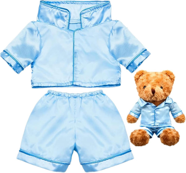 2 Pcs Bear Clothes Outfit Fit Most 12-16 Inch Stuffed Clothing Cute Plush Doll Clothes Plushy Bear Pajamas for Stuffed Make Your Own Plush Bears(Solid Style,Light Blue)