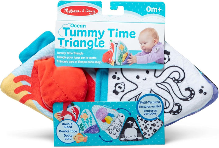 Ocean Tummy Time Triangle Infant Baby Toy, Soft Sensory Toy with Textures, Mirror, for Newborns to Ages 6 Months
