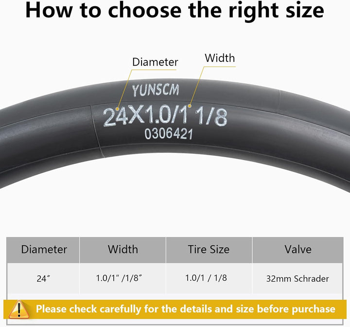 2-PCS 24"X1.0" Heavy Duty Wheelchair Tubes 24X1 1/8 Wheelchair Tubes Av32Mm 25/28-540 Inner Tubes Compatible with 24X1.0 24 X 1 1/8 24X1 1-8 Wheelchair Tire Tubes Schrader Valve