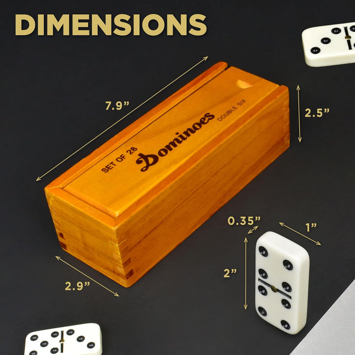 Dominos Set for Adults – Dominoes - Classic Board Games, Double 6 Dominoes Family Games for Kids and Adults - Double Six Standard Dominos Set 28 Tiles with Wood Case, Juegos De Mesa