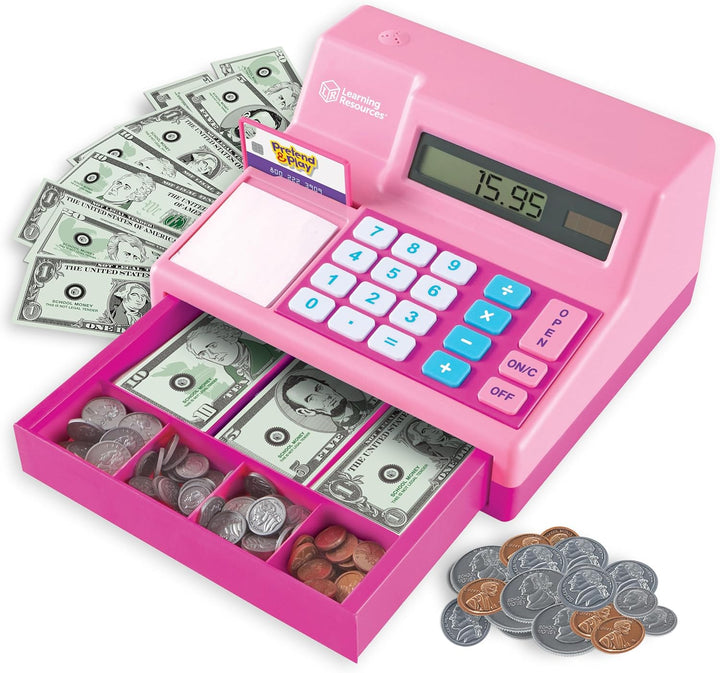 Pretend & Play Calculator Cash Register Toy - Gift for Kids, Toddler Toys, Play Money & Credit Card, Shopping Store Playset, Educational Preschool Activities