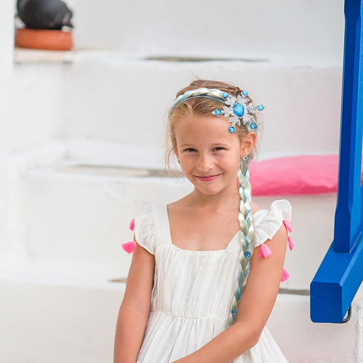1 Pack Girls Costume Wig Princess Dress up Braided Wigs Polyester Wig with Braid Long Hair Princess Rapunzel Hairpiece Long Hair Headbands Costume Accessories for Girls