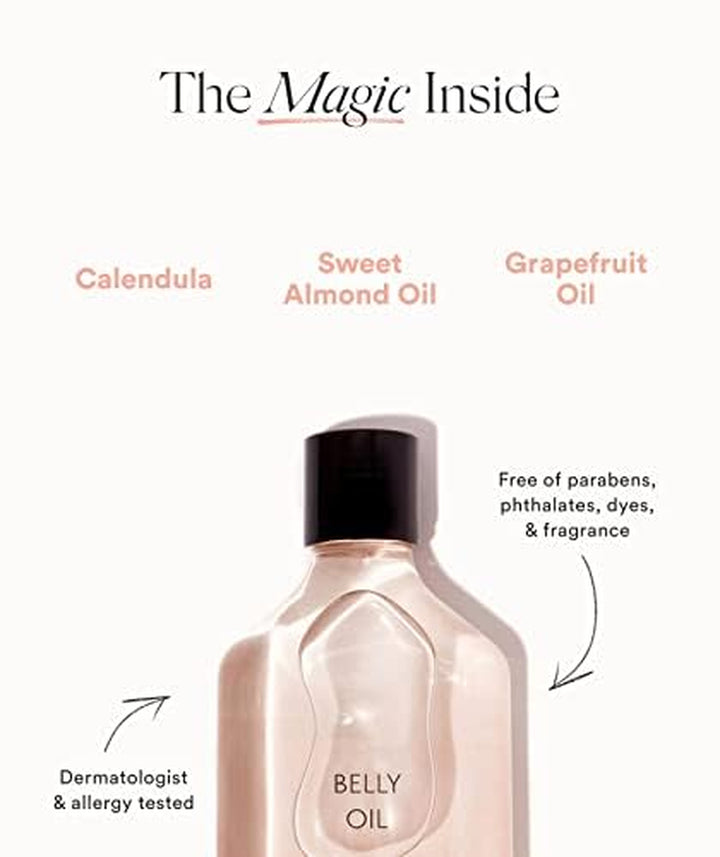 Belly Oil, Pregnancy & Postpartum Skincare for Stretch Marks, Quick-Drying for Full Body & Soothes Irritation, plus Vegan, Clean & Plant-Based, 6.7 Fl Oz