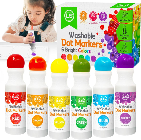 Dot Markers for Toddlers and Kids,6 Color Bingo Daubers, Dot Art Washable Paint for Kids, Bingo Markers, Toddler Arts and Crafts, Kindergarten Classroom Must Haves