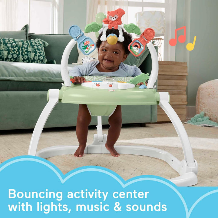 Baby Bouncer Spacesaver Jumperoo Musical Activity Center with Lights Sounds & Developmental Toys, Puppy Perfection