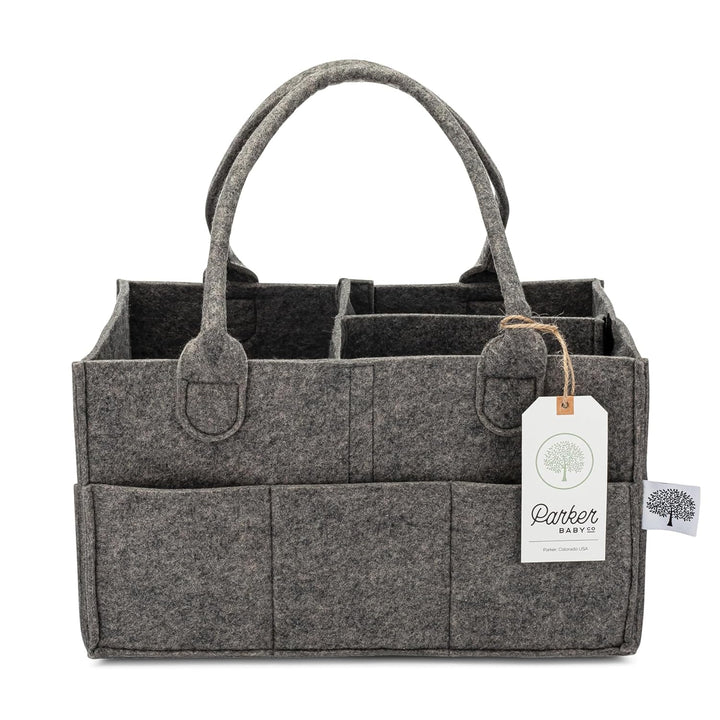 Diaper Caddy - Nursery Storage Bin and Car Organizer for Diapers and Baby Wipes - Gray, Large