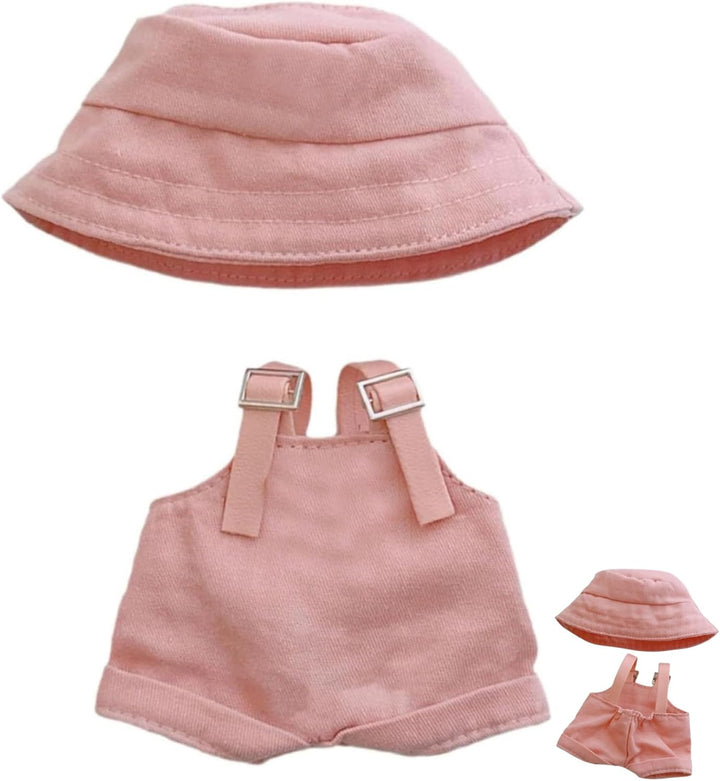 Clothes for Labubu(No Doll), Doll Clothes for LABUBU 17CM Dolls, Handcrafted Crochet 2-Piece Clothes Set, Premium Fashion Cute Outfit for Dolls Accessories (Pink)