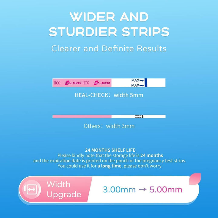 Pregnancy Tests with Cup,  Bulk Pregnancy Test Strips for Home Detection, over 99% Accuracy, Individually Wrapped, Extra-Wide 5Mm HCG Test Kit Comfortable Grip, 25 Count, Pruebas De Embaraz