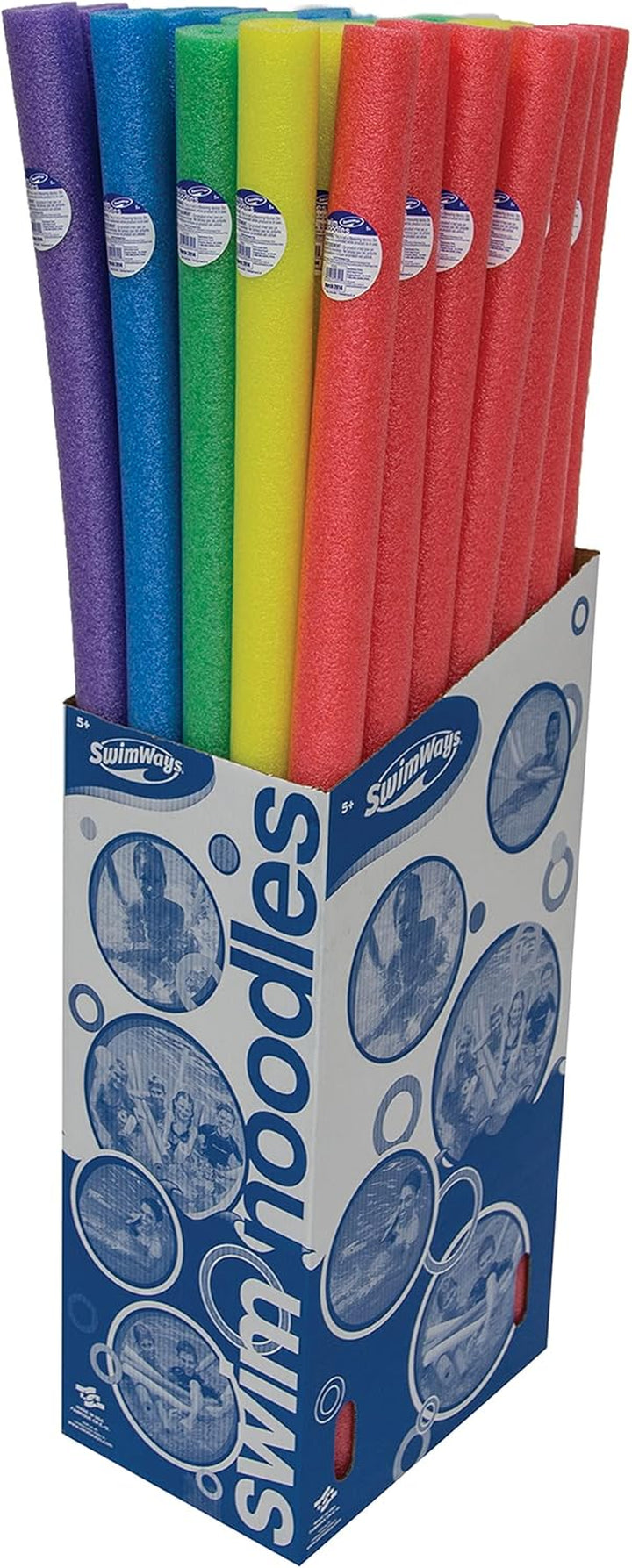 Swim Noodle 35 Pack Pool Noodles, Red, Blue, Green, Purple, Yellow Foam, 4.5 Feet, 55"L X 2"W X 2"H Each