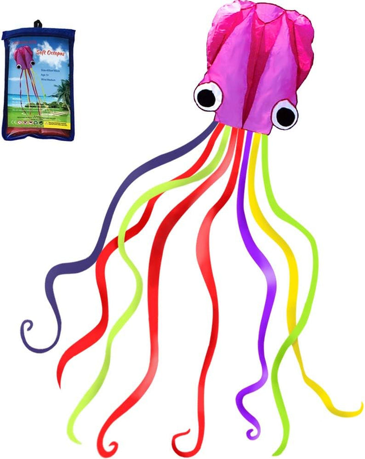 Software Octopus Flyer Kite with Long Colorful Tail for Kids,Long,Large,For Kids and Adults,Easy to Fly