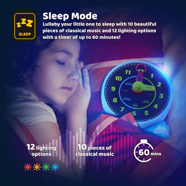 Learning Clock - Educational Talking Learn to Tell Time Teaching Toy with Quiz and Music Sleep Mode - Toddlers & Kids Ages 3, 4, 5, 6 Years Old Boy and Girl Birthday Present