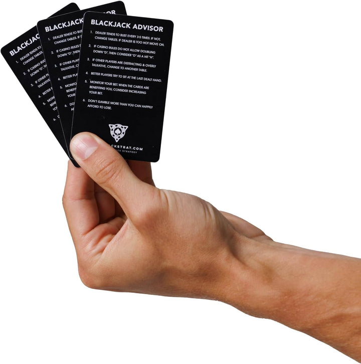 Plastic Blackjack Basic Strategy Card – 3 Pack – Casino Legal – 4+ Decks – Hit Soft 17 – Basic Strategy Blackjack Book – Allowed at Table – Waterproof Durable Plastic