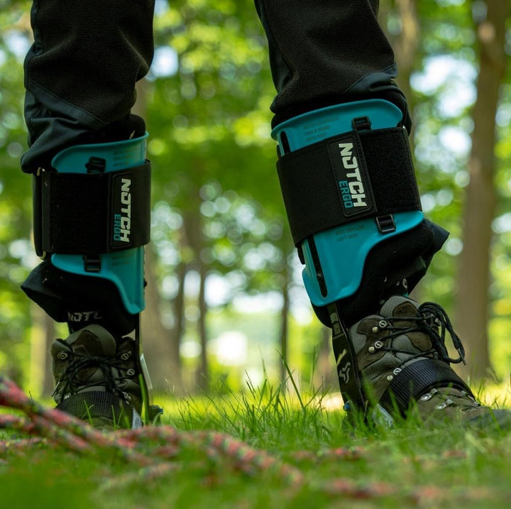 Ergo Steel Climbers Ergonomic Gaffs 20+ Cuff Adjustment Points, Stirrup Grip Pad, Dual Foot Strap Assembly, Redesigned Cuff, 350 Lbs. Total Weight Limit