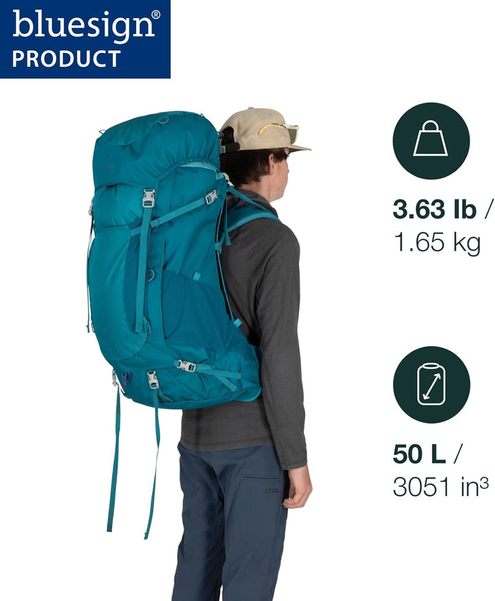 Ace 50L Kids' Backpacking Backpack, Green Canopy