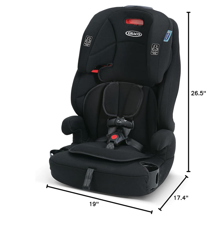 Tranzitions 3-In-1 Harness Booster Car Seat, Forward Facing Car Seat, Highback, to Backless Booster, Black
