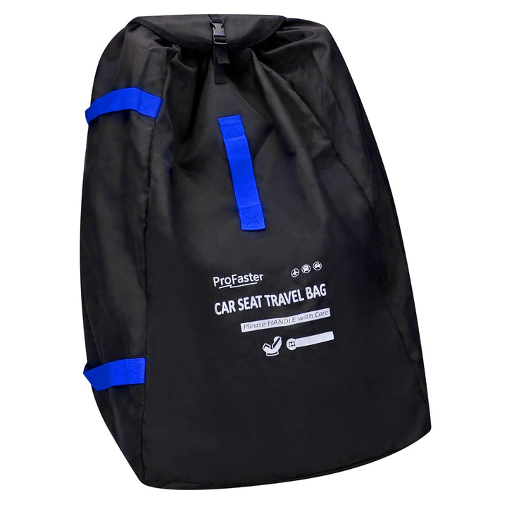 Car Seat Travel Bag Backpack for Air Travel - Karfast Universal Infant Carseat Gate Check Bag Cover for Airplane, Foldable with Pouch, Black
