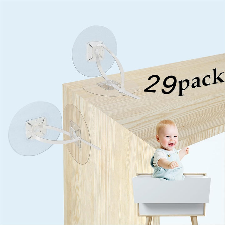 Furniture Anchors (30 Pack) No Drill Upgraded Furniture Straps for Baby Proofing, Self-Adhesive Secure 168 Pound Furniture Prevent Falling anti Tip Earthquake Straps for Child Safety